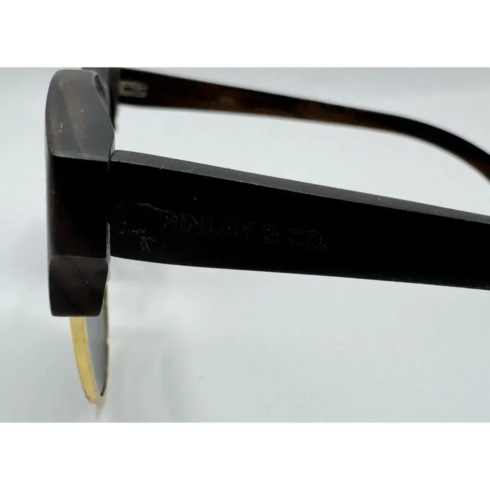 Finley & Co Wooden Frame Round Sunglasses Gold Accents HTEGNGS050